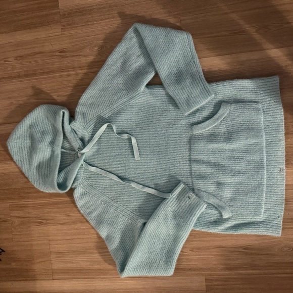 Sweaters - Light Blue Knit Hoodie Sweater – Size M
